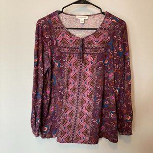 Vintage America Ladies' Printed Blouse | Size S | Italian Plum Combo